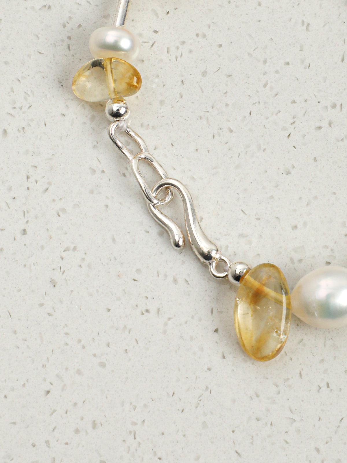 Crushed Ice Citrine Bracelet — citrine chips, flat bead, white rice pearls | SENLORE