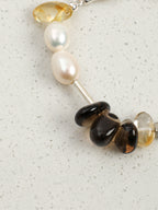 Crushed Ice Citrine Bracelet — citrine chips, flat bead, white rice pearls | SENLORE