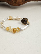 Crushed Ice Citrine Bracelet — citrine chips, flat bead, white rice pearls | SENLORE
