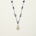 SENLORE Blue Minimalist Baroque Necklace – Side View