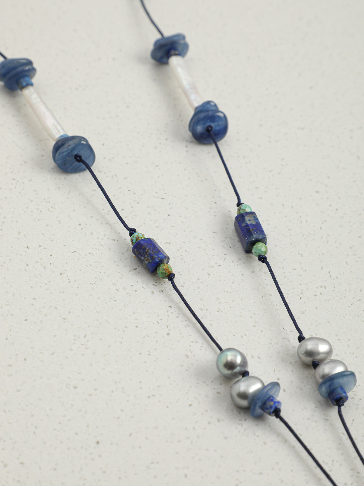 SENLORE Blue Minimalist Baroque Necklace – Lifestyle Shot