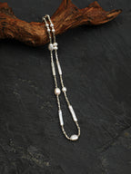 Crushed Silver Baroque Pearl Necklace — tiny seed pearl & double-sided polished baroque pearl & S925 Sterling Silver | SENLORE
