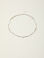 Crushed Silver Baroque Pearl Necklace — tiny seed pearl & double-sided polished baroque pearl & S925 Sterling Silver | SENLORE