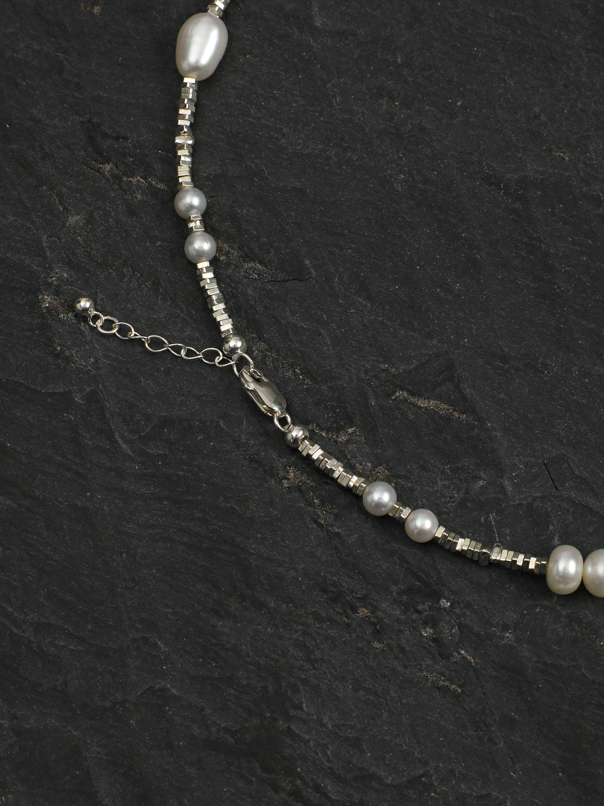 SENLORE Silver Scrap Baroque Pearl Necklace – Front View