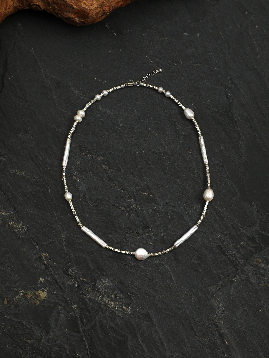 SENLORE Silver Scrap Baroque Pearl Necklace – Lifestyle Shot
