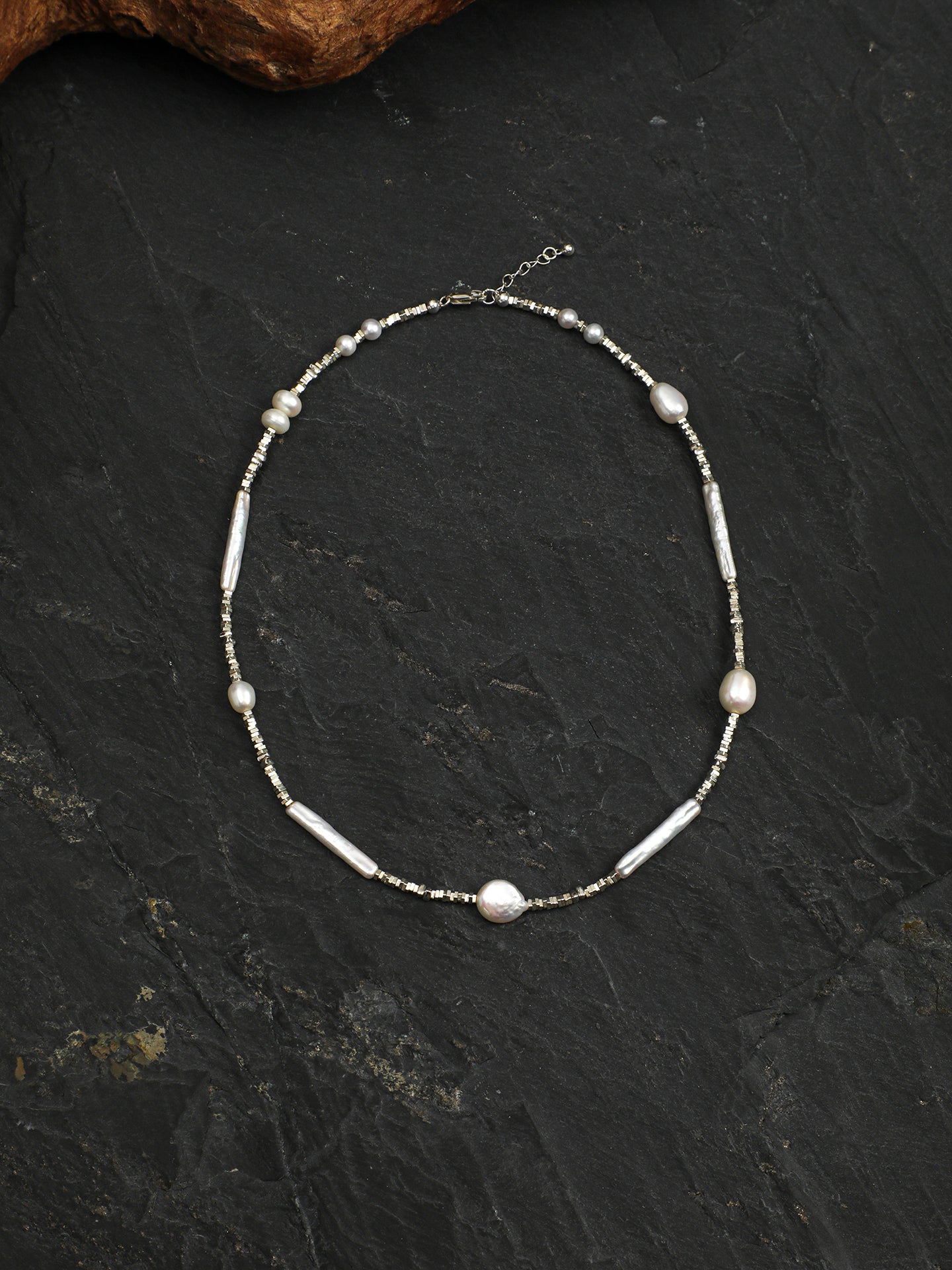 SENLORE Silver Scrap Baroque Pearl Necklace – Lifestyle Shot