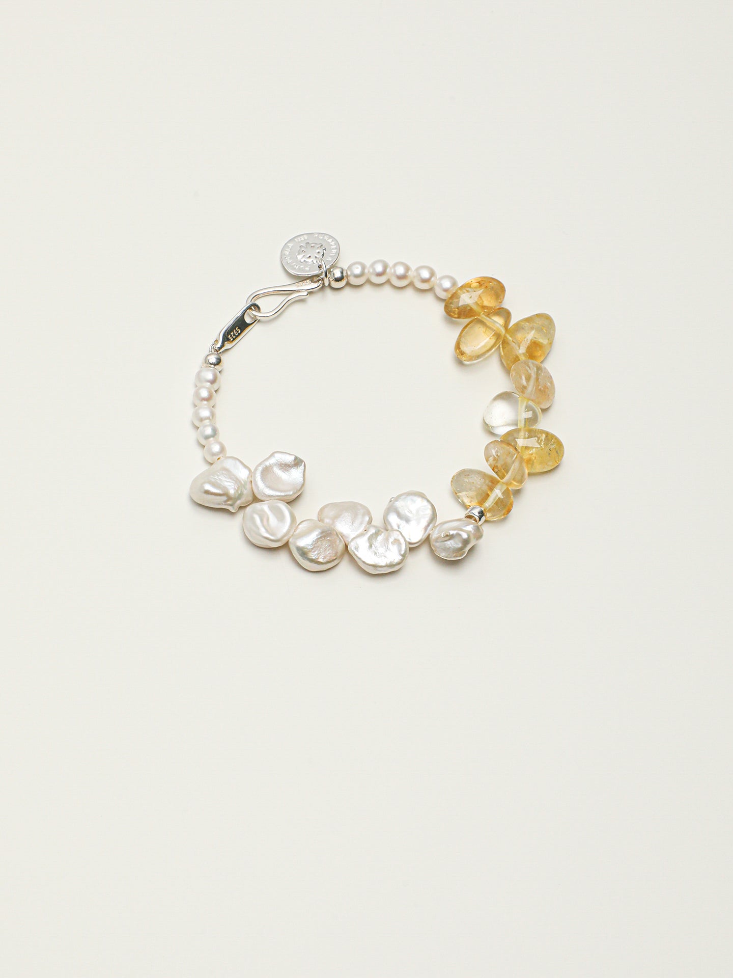 Petal Crystal Baroque Bracelet — seed pearls, petal bead, center-drilled long-tusk citrine | SENLORE