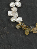 Petal Crystal Baroque Bracelet — seed pearls, petal bead, center-drilled long-tusk citrine | SENLORE