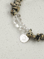 Freeform Speckled Crystal Bracelet — freeform double-point clear quartz, small clear quartz chips, flat twisted bead | SENLORE