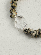 Freeform Speckled Crystal Bracelet — freeform double-point clear quartz, small clear quartz chips, flat twisted bead | SENLORE