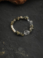 Freeform Speckled Crystal Bracelet — freeform double-point clear quartz, small clear quartz chips, flat twisted bead | SENLORE