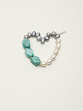 Amazonite Grey Pearl Bracelet — white rice pearls, grey rice pearls, freeform amazonite | SENLORE
