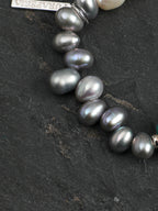 Amazonite Grey Pearl Bracelet — white rice pearls, grey rice pearls, freeform amazonite | SENLORE