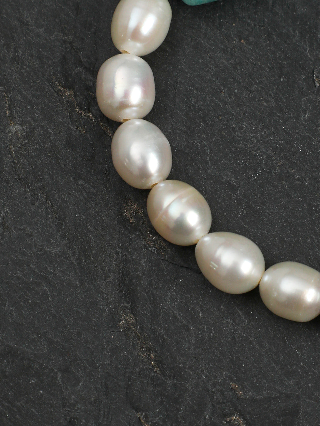 Amazonite Grey Pearl Bracelet — white rice pearls, grey rice pearls, freeform amazonite | SENLORE