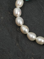 Amazonite Grey Pearl Bracelet — white rice pearls, grey rice pearls, freeform amazonite | SENLORE