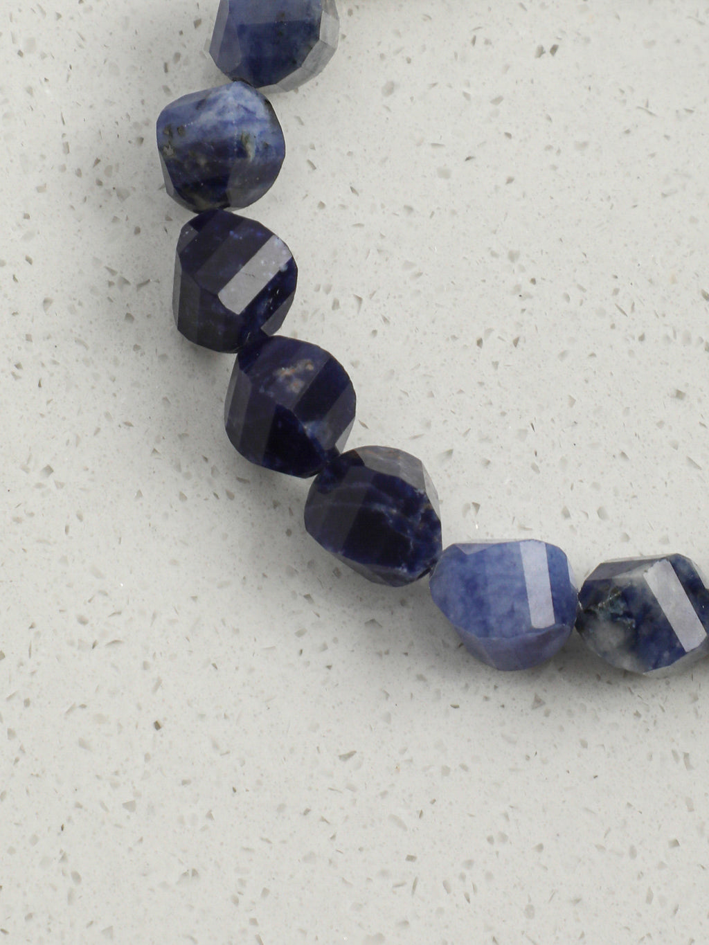 Blue-Green Rough Stone Bracelet — blue-vein stone knot bead, column-cut raw malachite, sterling silver bubble spacer | SENLORE