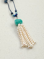 SENLORE Lapis Lazuli Tassel Pearl Necklace – Lifestyle Shot