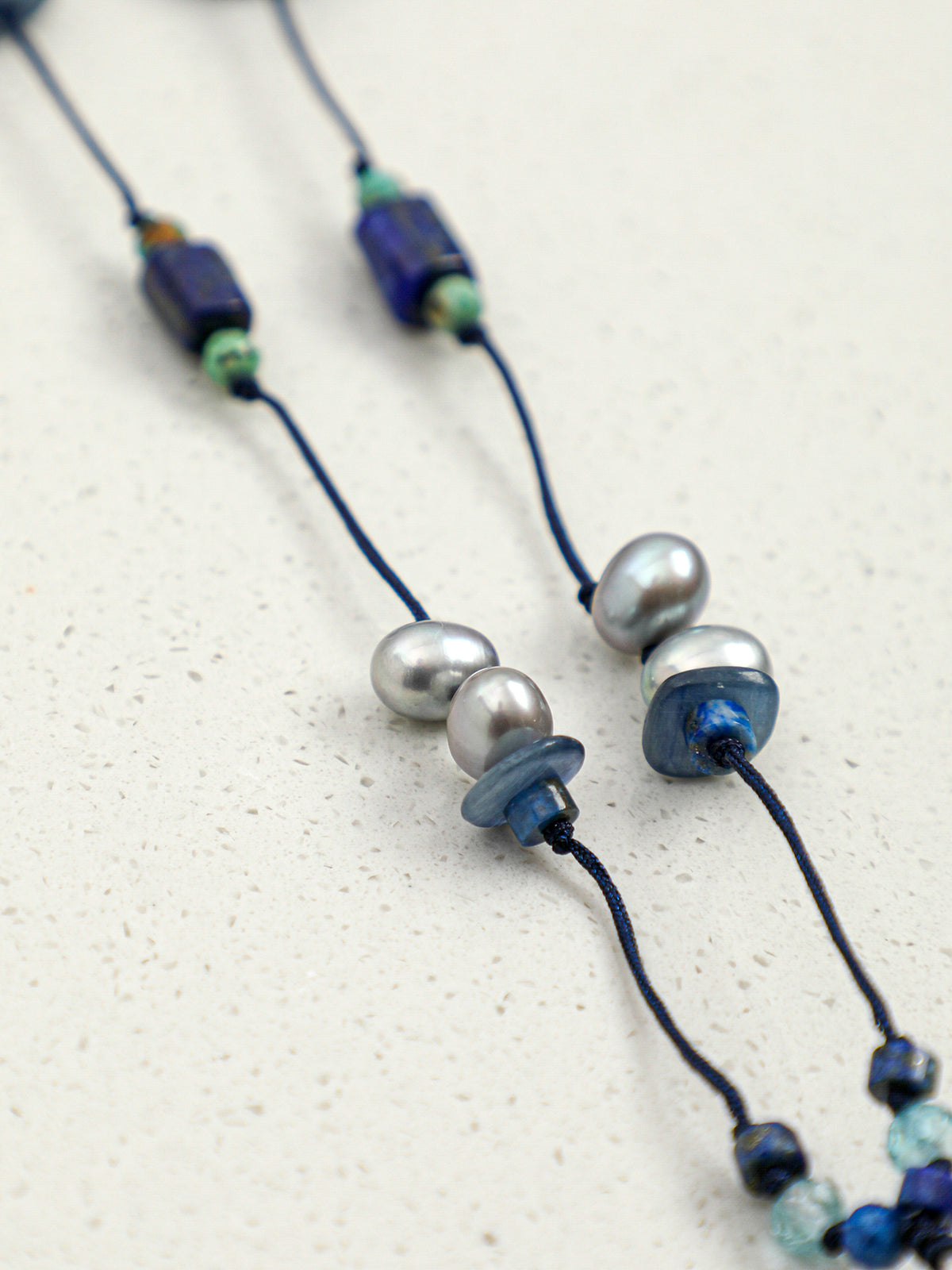 SENLORE Lapis Lazuli Tassel Pearl Necklace – Lifestyle Shot