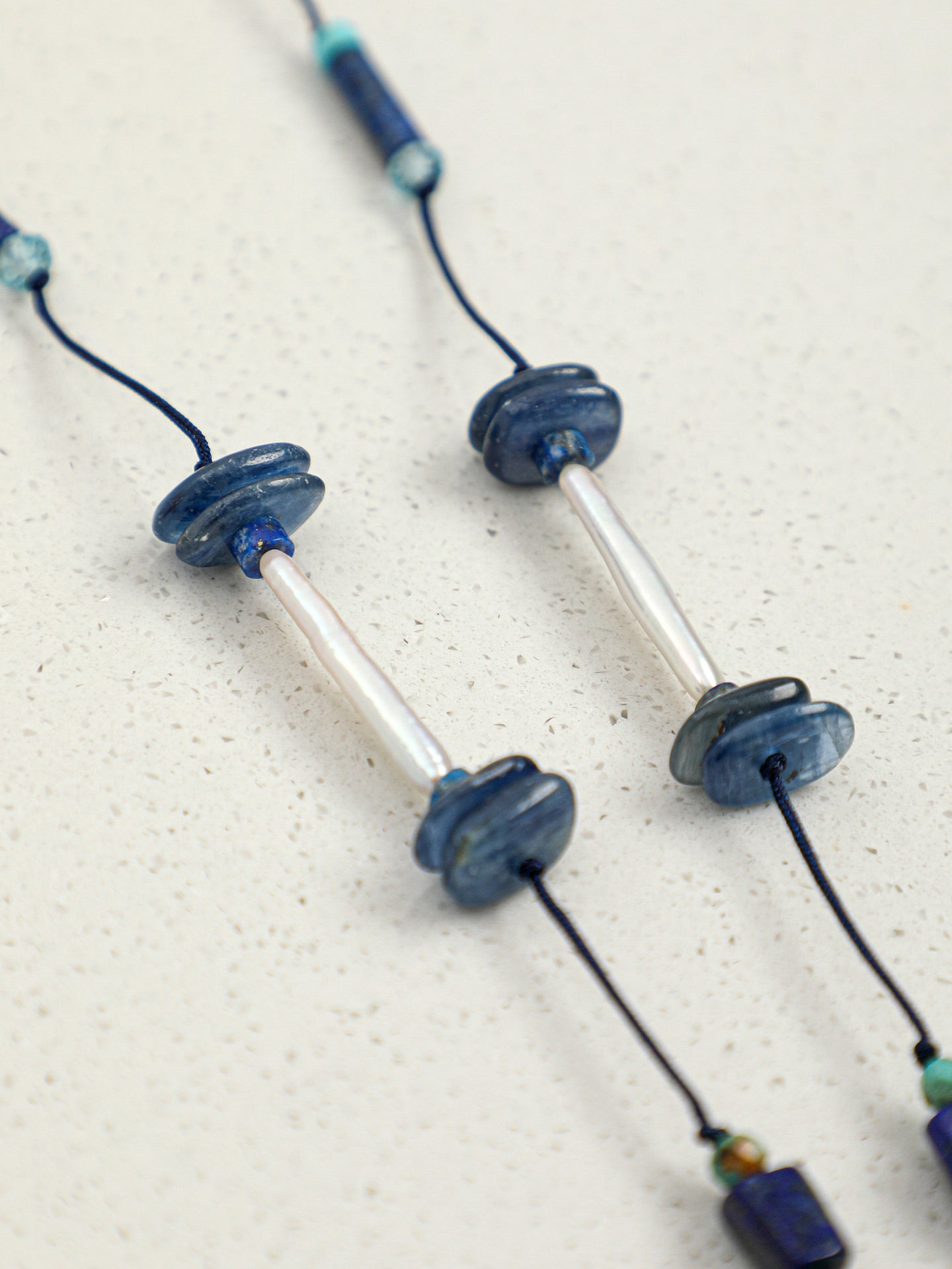 SENLORE Lapis Lazuli Tassel Pearl Necklace – Lifestyle Shot