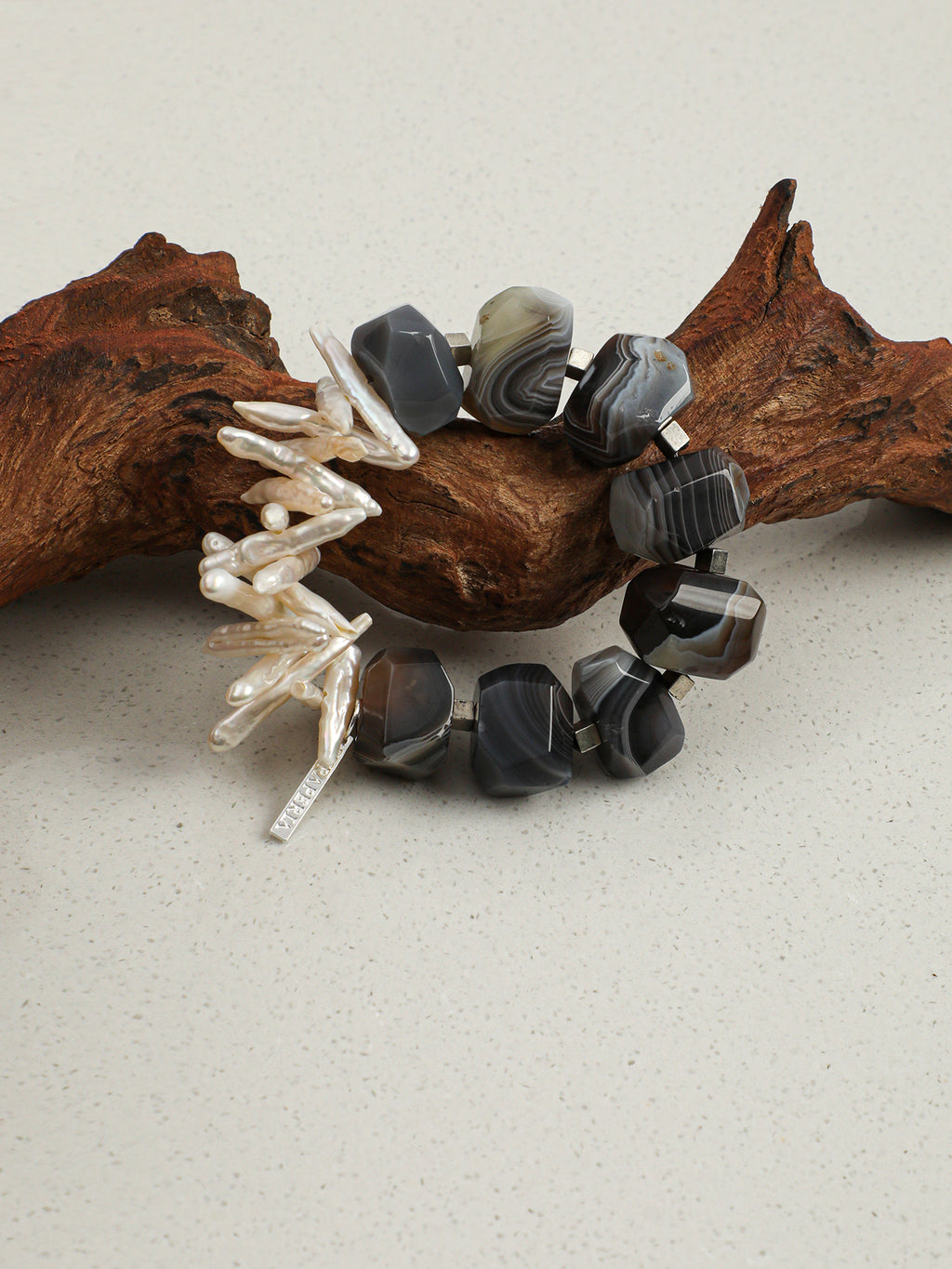 Persian Agate & Baroque Pearl Bracelet — Persian Agate, Baroque Pearl & Sterling Silver | SENLORE