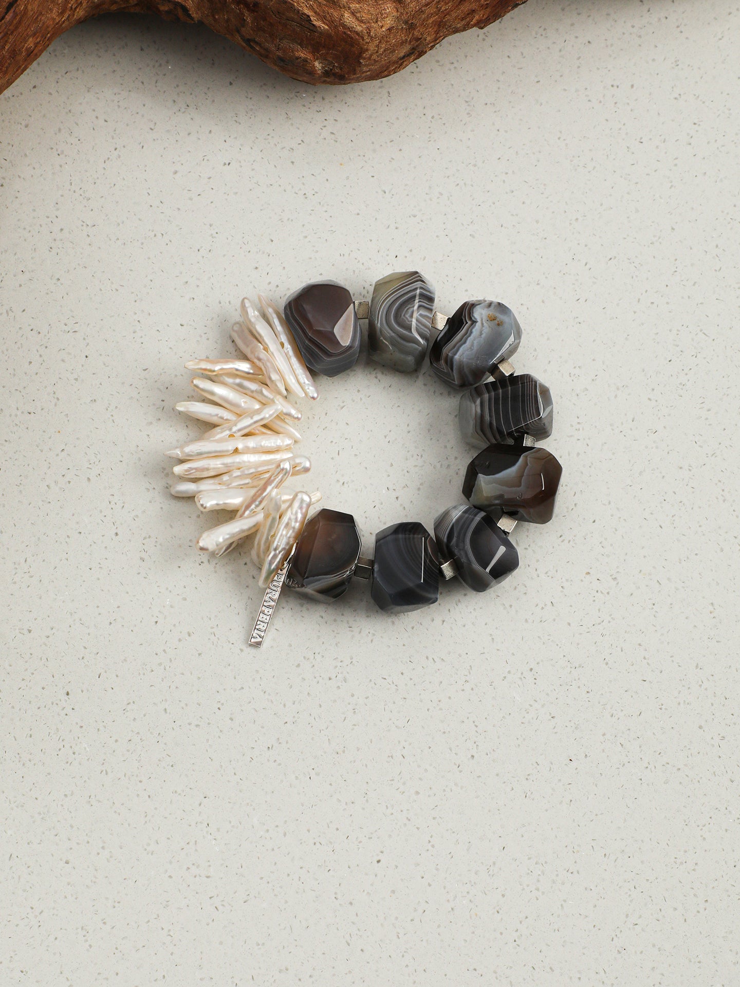 Persian Agate & Baroque Pearl Bracelet — Persian Agate, Baroque Pearl & Sterling Silver | SENLORE