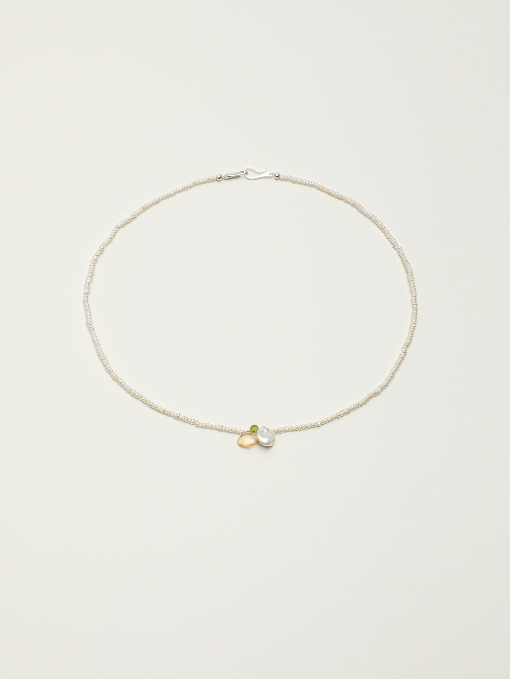 SENLORE Morning Glory Flower Pearl Necklace – Front View