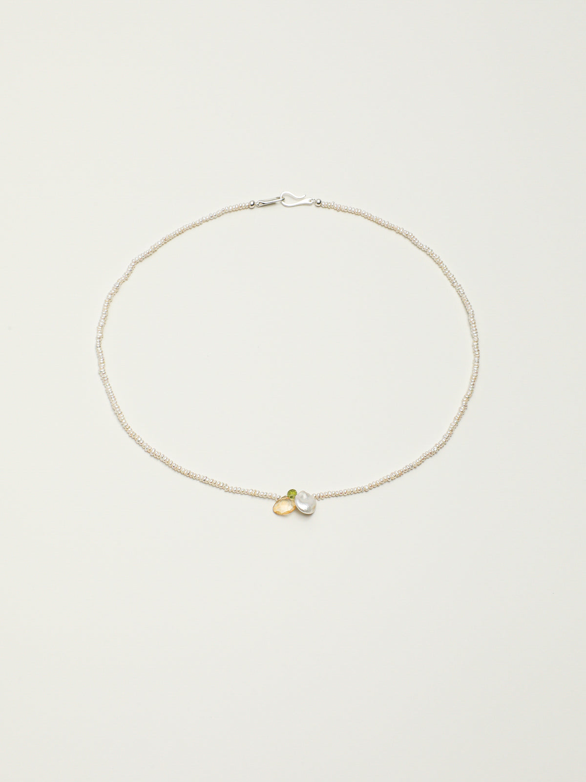 SENLORE Morning Glory Flower Pearl Necklace – Front View