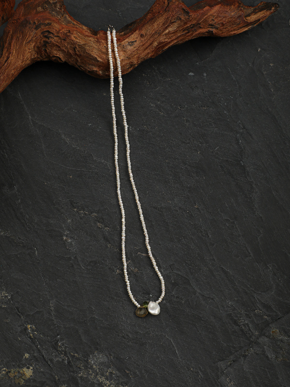 SENLORE Morning Glory Flower Pearl Necklace – Lifestyle Shot