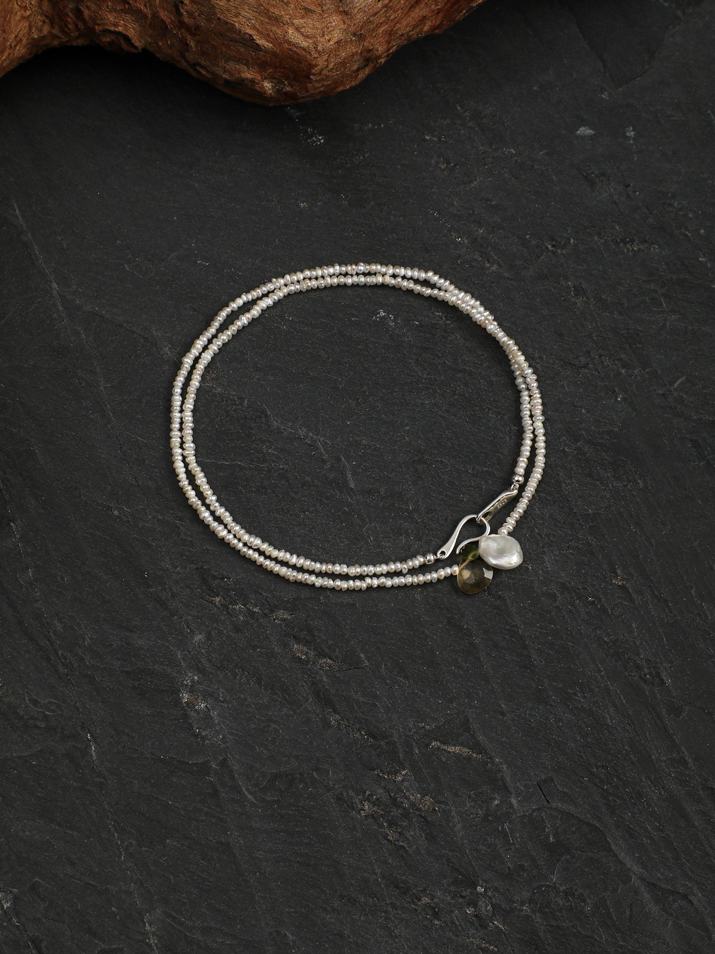 SENLORE Morning Glory Flower Pearl Necklace – Lifestyle Shot