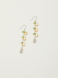 Citrine Teardrop Earrings — flat-teardrop Brazilian citrine, faceted peridot teardrop, petal bead | SENLORE