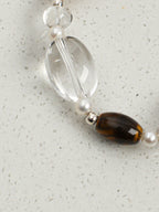 Teardrop Smoky Quartz Crystal Bracelet — dynamic teardrop smoky quartz, large baroque pearl, freeform clear quartz | SENLORE