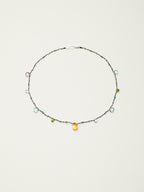 Iridescent Mood Necklace — faceted blue topaz teardrop, plump citrine teardrop, flat-cut green crystal teardrop | SENLORE
