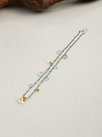 Iridescent Mood Necklace — faceted blue topaz teardrop, plump citrine teardrop, flat-cut green crystal teardrop | SENLORE