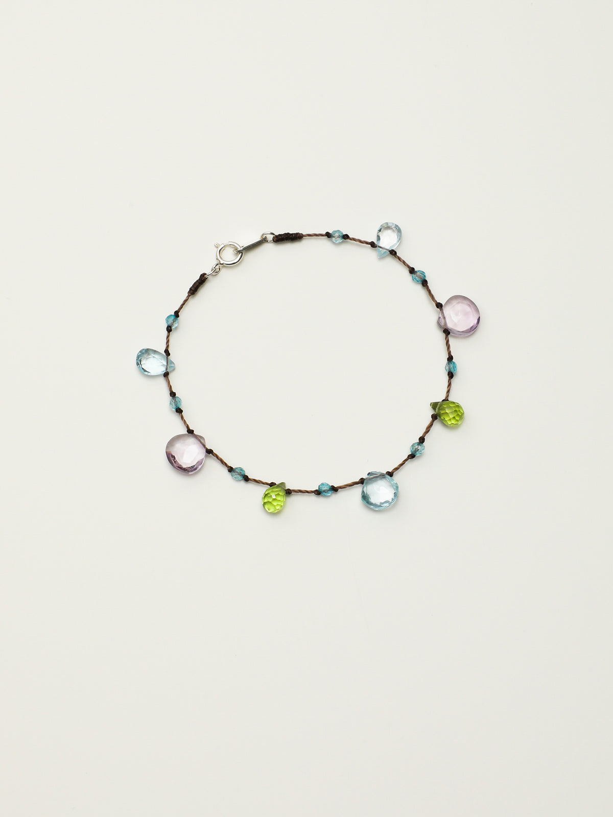 Colorful Mood Crystal Bracelet — topaz teardrop, faceted ametrine teardrop, faceted peridot teardrop | SENLORE