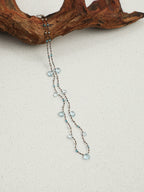 Topaz Teardrop Necklace — Blue Lament — topaz teardrop, topaz, sterling silver round beads... | SENLORE