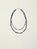 SENLORE Double-Layer Lapis Lazuli Clear Quartz Freeform Necklace – Detail Close-up
