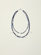 SENLORE Double-Layer Lapis Lazuli Clear Quartz Freeform Necklace – Detail Close-up