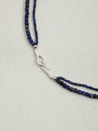 SENLORE Double-Layer Lapis Lazuli Clear Quartz Freeform Necklace – Side View