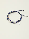 Double-Chain Lapis Lazuli Bracelet — lapis lazuli cube, small egg pearl, seed pearls | SENLORE