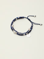 Double-Chain Lapis Lazuli Bracelet — lapis lazuli cube, small egg pearl, seed pearls | SENLORE