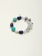 Black Galaxite Crystal Bracelet — double-point black galaxite, black galaxite round bead, freeform lapis lazuli | SENLORE