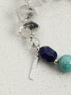 Black Galaxite Crystal Bracelet — double-point black galaxite, black galaxite round bead, freeform lapis lazuli | SENLORE
