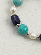 Black Galaxite Crystal Bracelet — double-point black galaxite, black galaxite round bead, freeform lapis lazuli | SENLORE