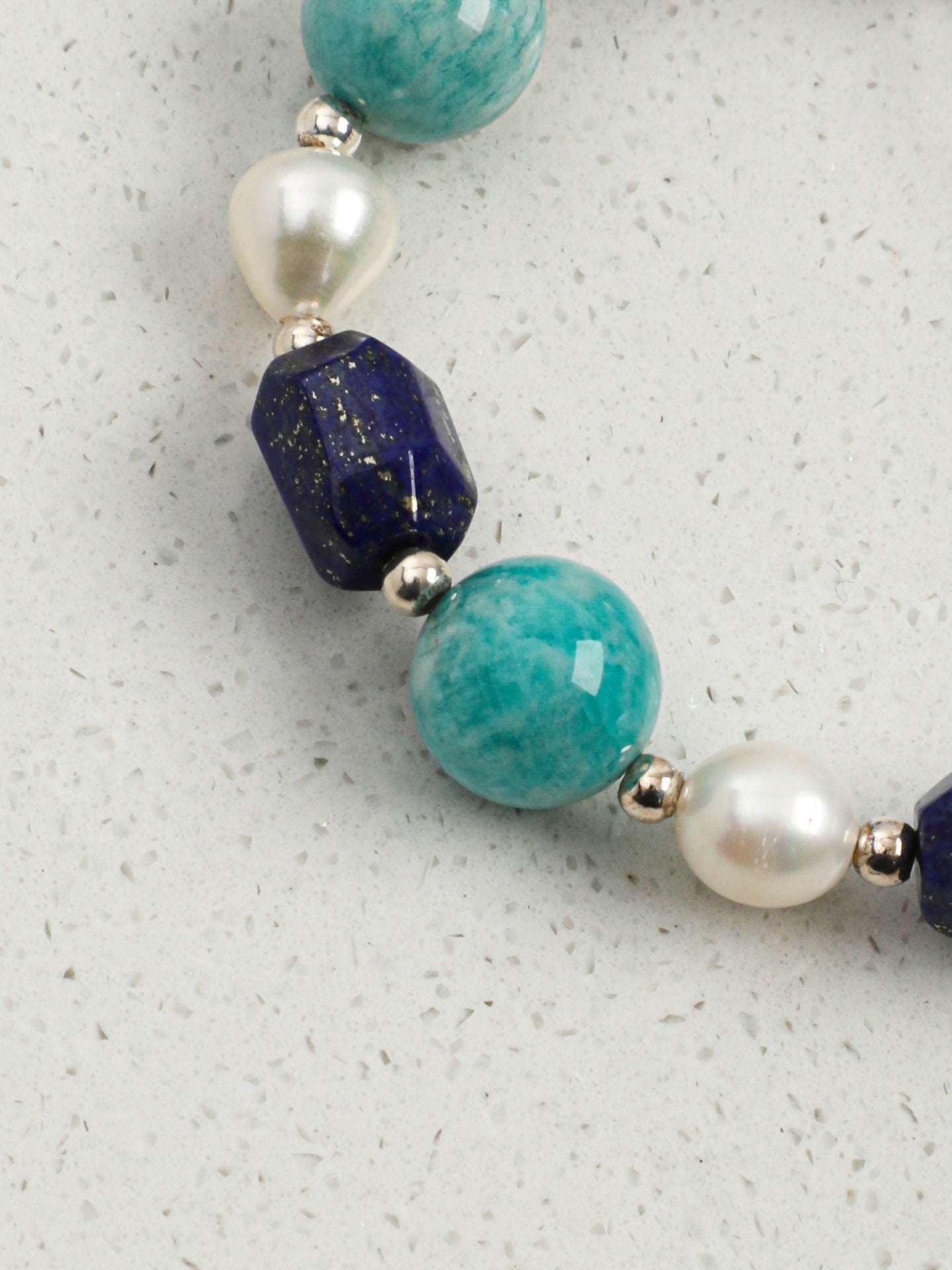 Black Galaxite Crystal Bracelet — double-point black galaxite, black galaxite round bead, freeform lapis lazuli | SENLORE