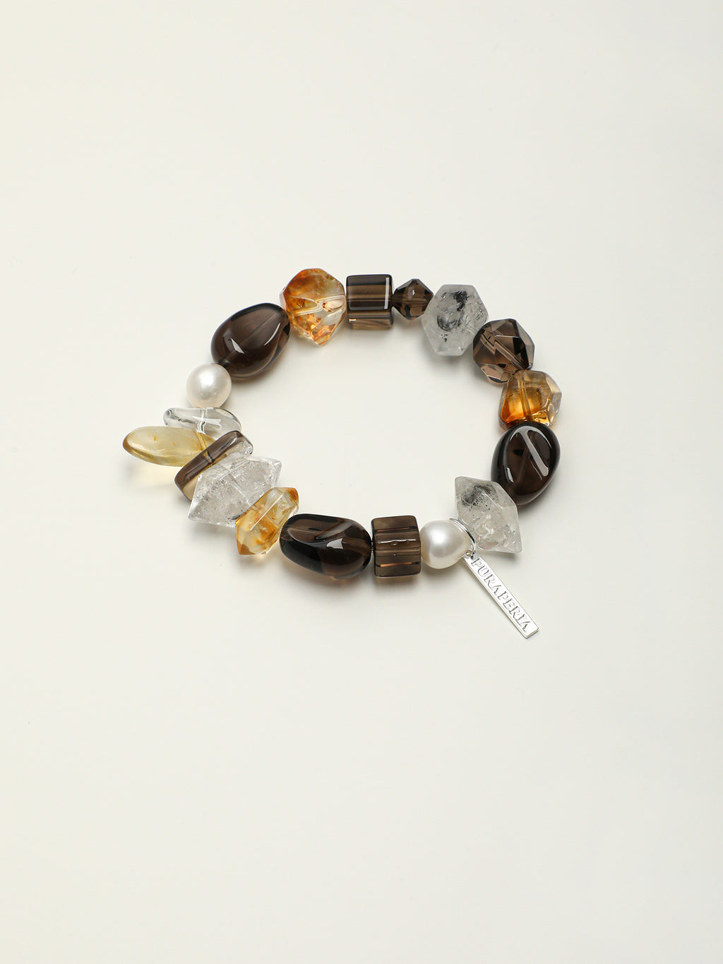 Smoky Quartz Sugar Cube Crystal Bracelet — dynamic teardrop smoky quartz, sugar-cube smoky quartz, hexagonal smoky quartz | SENLORE