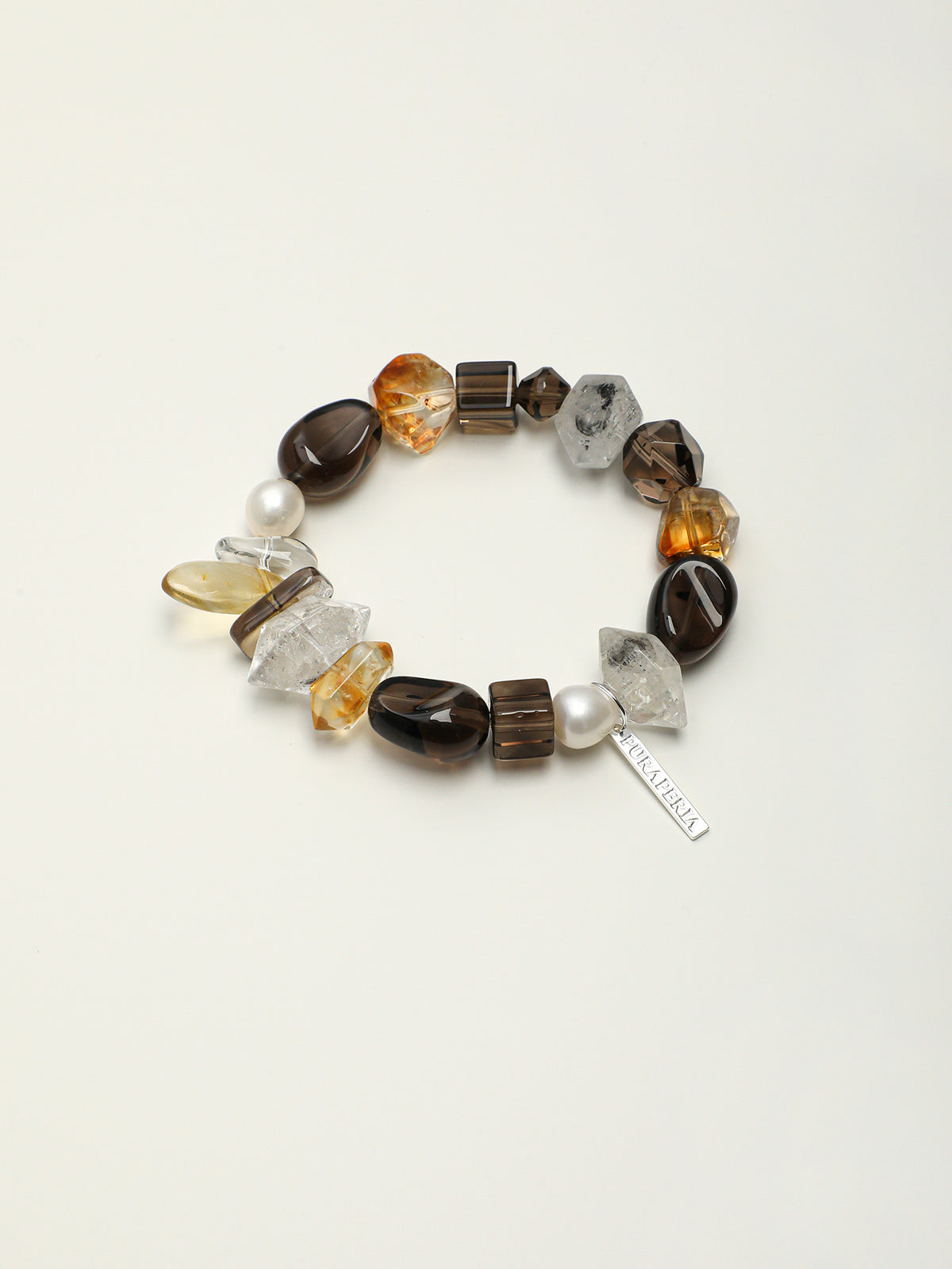 Smoky Quartz Sugar Cube Crystal Bracelet — dynamic teardrop smoky quartz, sugar-cube smoky quartz, hexagonal smoky quartz | SENLORE