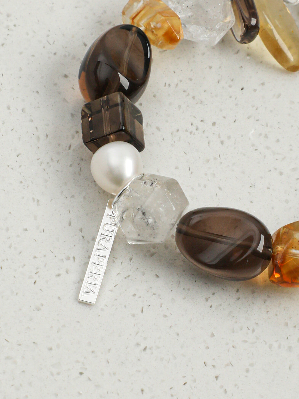 Smoky Quartz Sugar Cube Crystal Bracelet — dynamic teardrop smoky quartz, sugar-cube smoky quartz, hexagonal smoky quartz | SENLORE