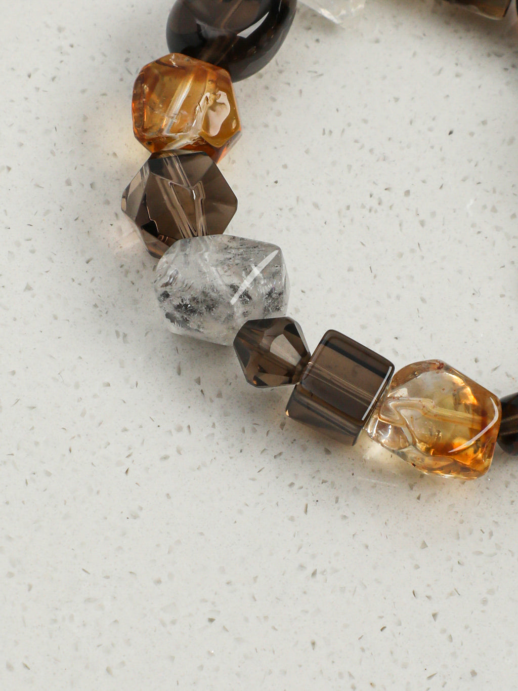 Smoky Quartz Sugar Cube Crystal Bracelet — dynamic teardrop smoky quartz, sugar-cube smoky quartz, hexagonal smoky quartz | SENLORE