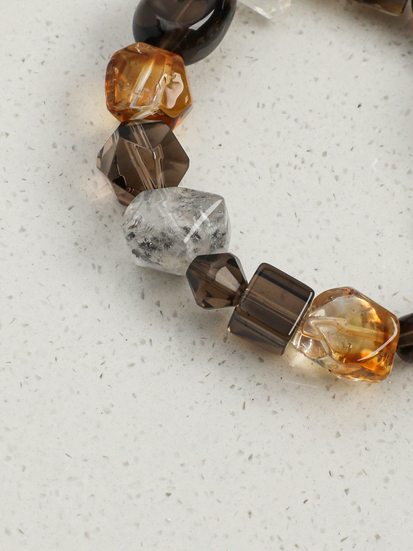 Smoky Quartz Sugar Cube Crystal Bracelet — dynamic teardrop smoky quartz, sugar-cube smoky quartz, hexagonal smoky quartz | SENLORE