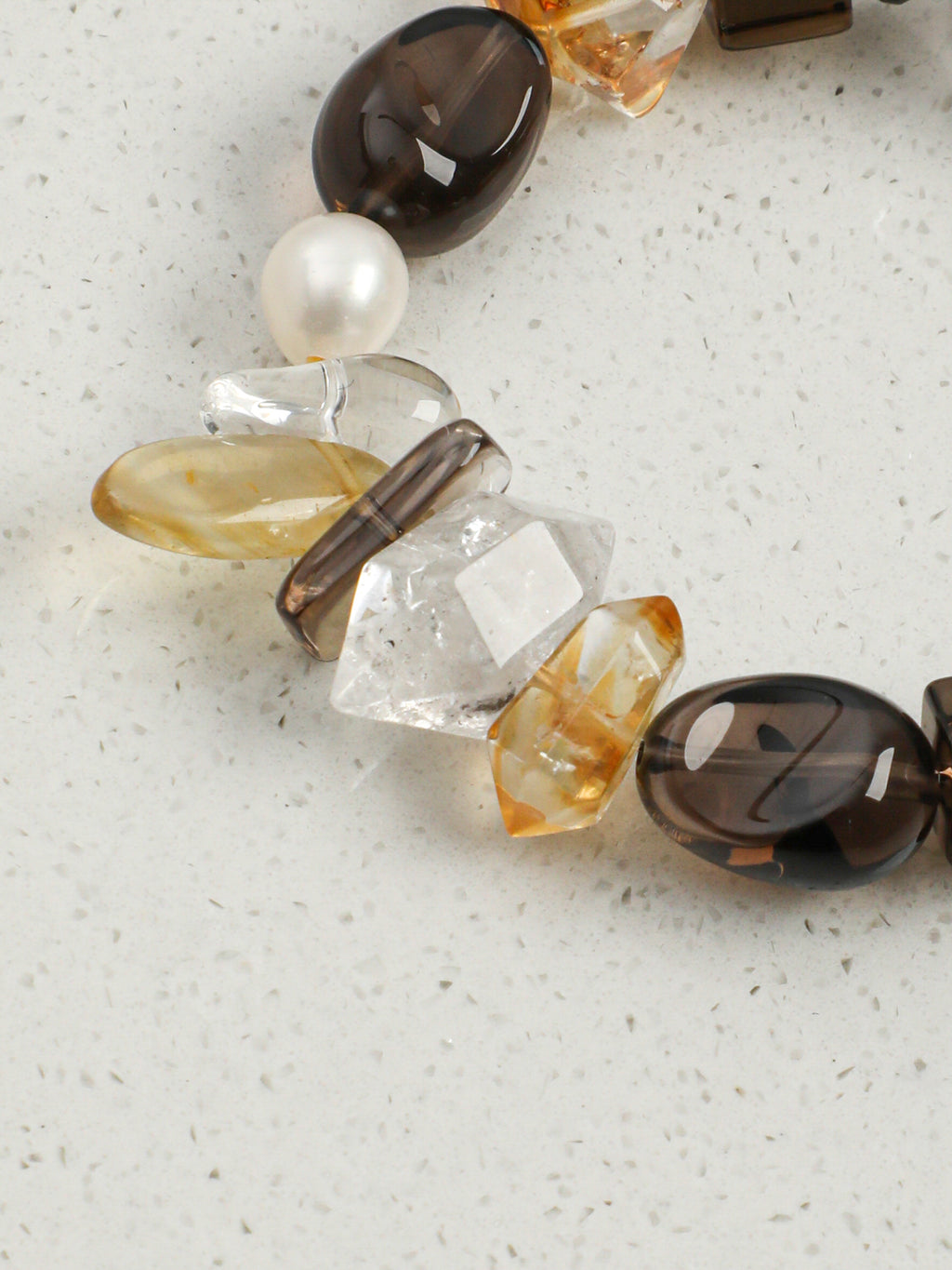 Smoky Quartz Sugar Cube Crystal Bracelet — dynamic teardrop smoky quartz, sugar-cube smoky quartz, hexagonal smoky quartz | SENLORE